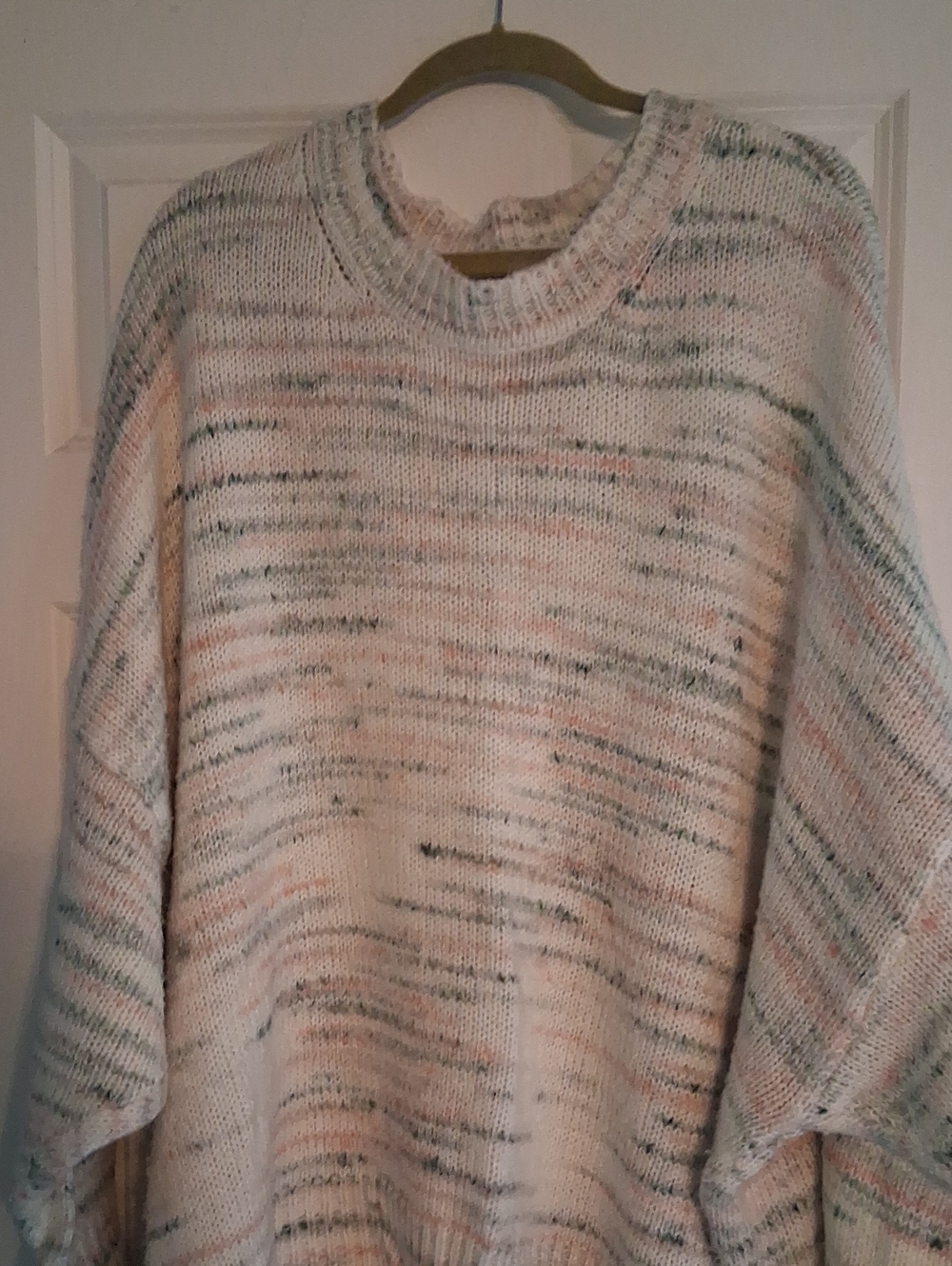 Soft Cream Marled Crewneck Sweater with Pastel Speckle